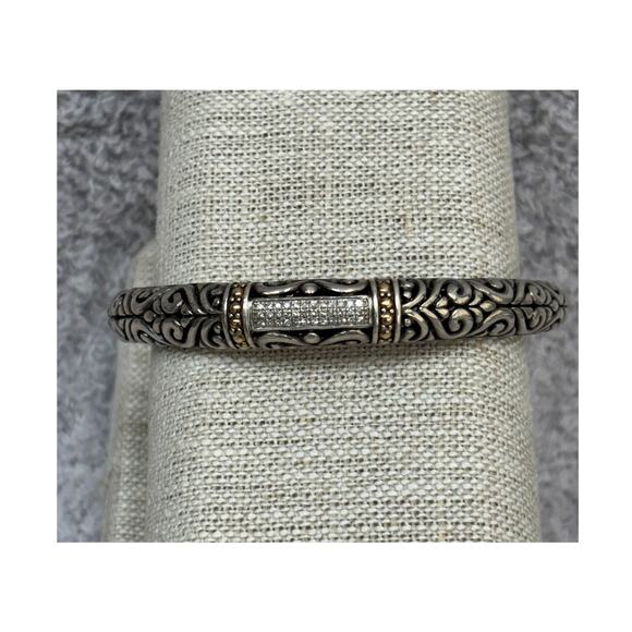 EFFY Balissima Sterling Silver 18K Diamond Hinged Cuff Bracelet #63819 - Picture 1 of 9